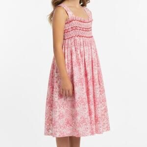 Luli & Me Smocked Pink Floral Dress Girls Size 6